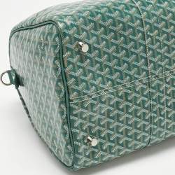 Pre Owned Goyard Green Goyardine Coated Canvas and Leather Boston 50 Bag