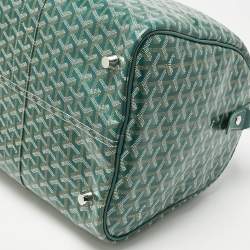 Pre Owned Goyard Green Goyardine Coated Canvas and Leather Boston 50 Bag