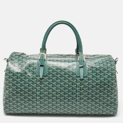 Pre Owned Goyard Green Goyardine Coated Canvas and Leather Boston 50 Bag