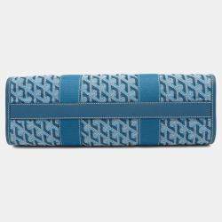 Pre Owned Goyard Villette PM Ocean Blue Canvas and Leather Shoulder Bag