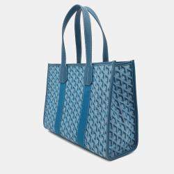 Pre Owned Goyard Villette PM Ocean Blue Canvas and Leather Shoulder Bag