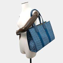 Pre Owned Goyard Villette PM Ocean Blue Canvas and Leather Shoulder Bag