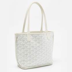 Pre Owned Goyard White Goyardine Coated Canvas and Leather Mini Reversible Anjou Tote