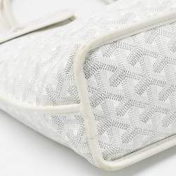 Pre Owned Goyard White Goyardine Coated Canvas and Leather Mini Reversible Anjou Tote