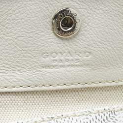 Pre Owned Goyard White Goyardine Coated Canvas and Leather Mini Reversible Anjou Tote