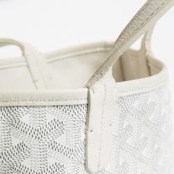 Pre Owned Goyard White Goyardine Coated Canvas and Leather Mini Reversible Anjou Tote