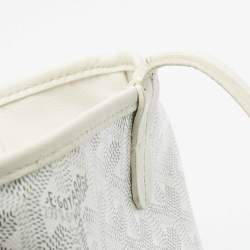 Pre Owned Goyard White Goyardine Coated Canvas and Leather Mini Reversible Anjou Tote