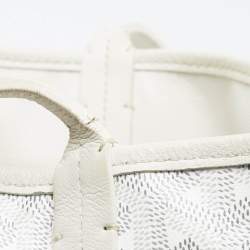 Pre Owned Goyard White Goyardine Coated Canvas and Leather Mini Reversible Anjou Tote