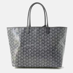 Pre Owned Goyard Saint Louis PM Gray PVC Leather Tote Bag