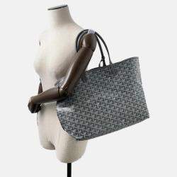 Pre Owned Goyard Saint Louis PM Gray PVC Leather Tote Bag