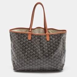 Pre Owned Goyard Black/Tan Goyardine Coated Canvas and Leather Saint Louis PM Tote