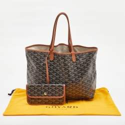 Pre Owned Goyard Black/Tan Goyardine Coated Canvas and Leather Saint Louis PM Tote