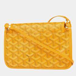 Pre Owned Goyard Plumet Yellow Canvas Shoulder Pochette Wallet
