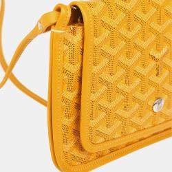 Pre Owned Goyard Plumet Yellow Canvas Shoulder Pochette Wallet
