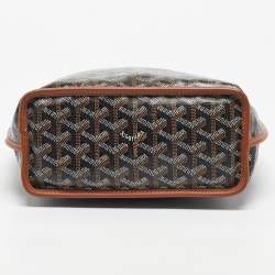 Pre Owned Goyard Black/Tan Goyardine Coated Canvas and Leather Mini Reversible Anjou Tote