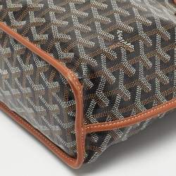 Pre Owned Goyard Black/Tan Goyardine Coated Canvas and Leather Mini Reversible Anjou Tote