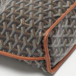 Pre Owned Goyard Black/Tan Goyardine Coated Canvas and Leather Mini Reversible Anjou Tote