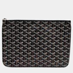 Pre Owned Goyard Black/Brown Coated Canvas Sena MM Bag