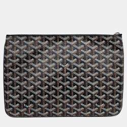 Pre Owned Goyard Black/Brown Coated Canvas Sena MM Bag