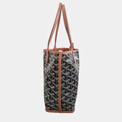 Pre Owned Goyard Brown Goyardine Coated Canvas & Leather Mini Anju Tote Bag