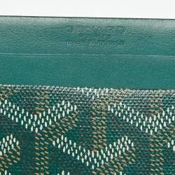 Pre Owned Goyard Green Goyardine Coated Canvas and Leather Saint Sulpice Card Holder