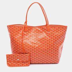 Pre Owned Goyard Saint Louis GM Orange Ivory Coated Canvas Tote Bag