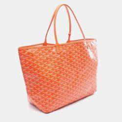 Pre Owned Goyard Saint Louis GM Orange Ivory Coated Canvas Tote Bag