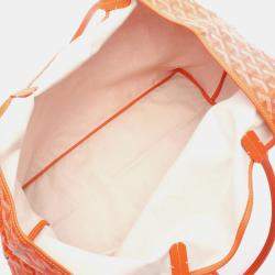 Pre Owned Goyard Saint Louis GM Orange Ivory Coated Canvas Tote Bag