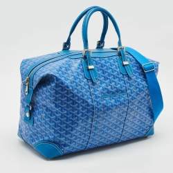 Pre Owned Goyard Blue Goyardine Coated Canvas and Leather Boeing 45 Duffle Bag