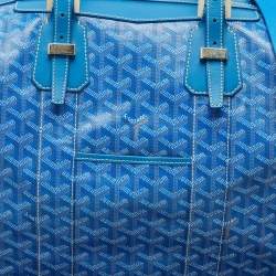 Pre Owned Goyard Blue Goyardine Coated Canvas and Leather Boeing 45 Duffle Bag