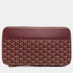 Pre Owned Goyard Red Goyardine Opera Travel Wallet