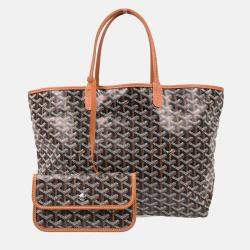 Pre Owned Goyard Saint Louis PM Black Goyardine Canvas Tote Bag