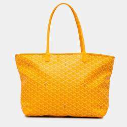 Pre Owned Goyard Artois MM Yellow Goyardine Canvas Tote Bag