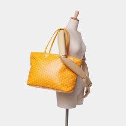 Pre Owned Goyard Artois MM Yellow Goyardine Canvas Tote Bag