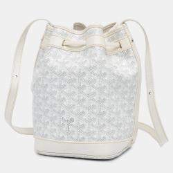Pre Owned Goyard Petit Flot White Goyardine Canvas Bucket Bag