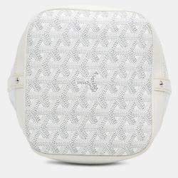 Pre Owned Goyard Petit Flot White Goyardine Canvas Bucket Bag