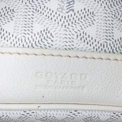 Pre Owned Goyard Petit Flot White Goyardine Canvas Bucket Bag