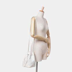 Pre Owned Goyard Petit Flot White Goyardine Canvas Bucket Bag