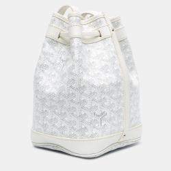 Pre Owned Goyard Petit Flot White Goyardine Canvas Bucket Bag