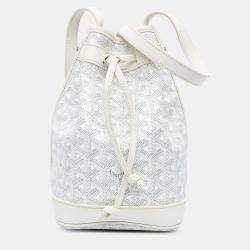 Pre Owned Goyard Petit Flot White Goyardine Canvas Bucket Bag