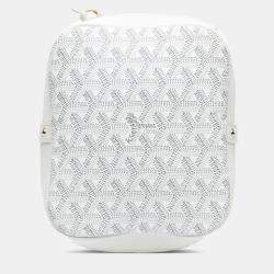 Pre Owned Goyard Petit Flot White Goyardine Canvas Bucket Bag