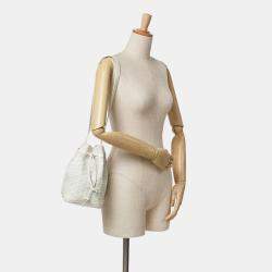 Pre Owned Goyard Petit Flot White Goyardine Canvas Bucket Bag