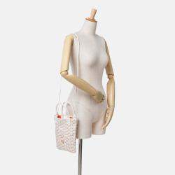 Pre Owned Goyard Poitiers Claire Voie White Goyardine Shoulder Bag