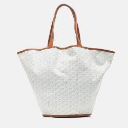 Pre Owned Goyard Belharra White Goyardine Tote Bag