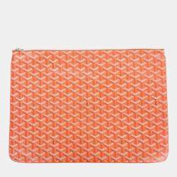 Pre Owned Goyard Orange Coated Canvas Senna GM Bag
