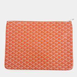 Pre Owned Goyard Orange Coated Canvas Senna GM Bag
