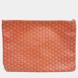 Pre Owned Goyard Orange Coated Canvas Senna GM + Keyring