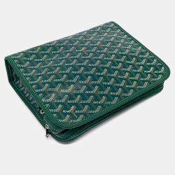 Pre Owned Goyard Green Leather and PVC Juvance MM bag