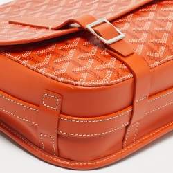 Pre Owned Goyard Orange Goyardine Coated Canvas Belvedere MM Saddle Bag