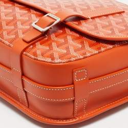 Pre Owned Goyard Orange Goyardine Coated Canvas Belvedere MM Saddle Bag